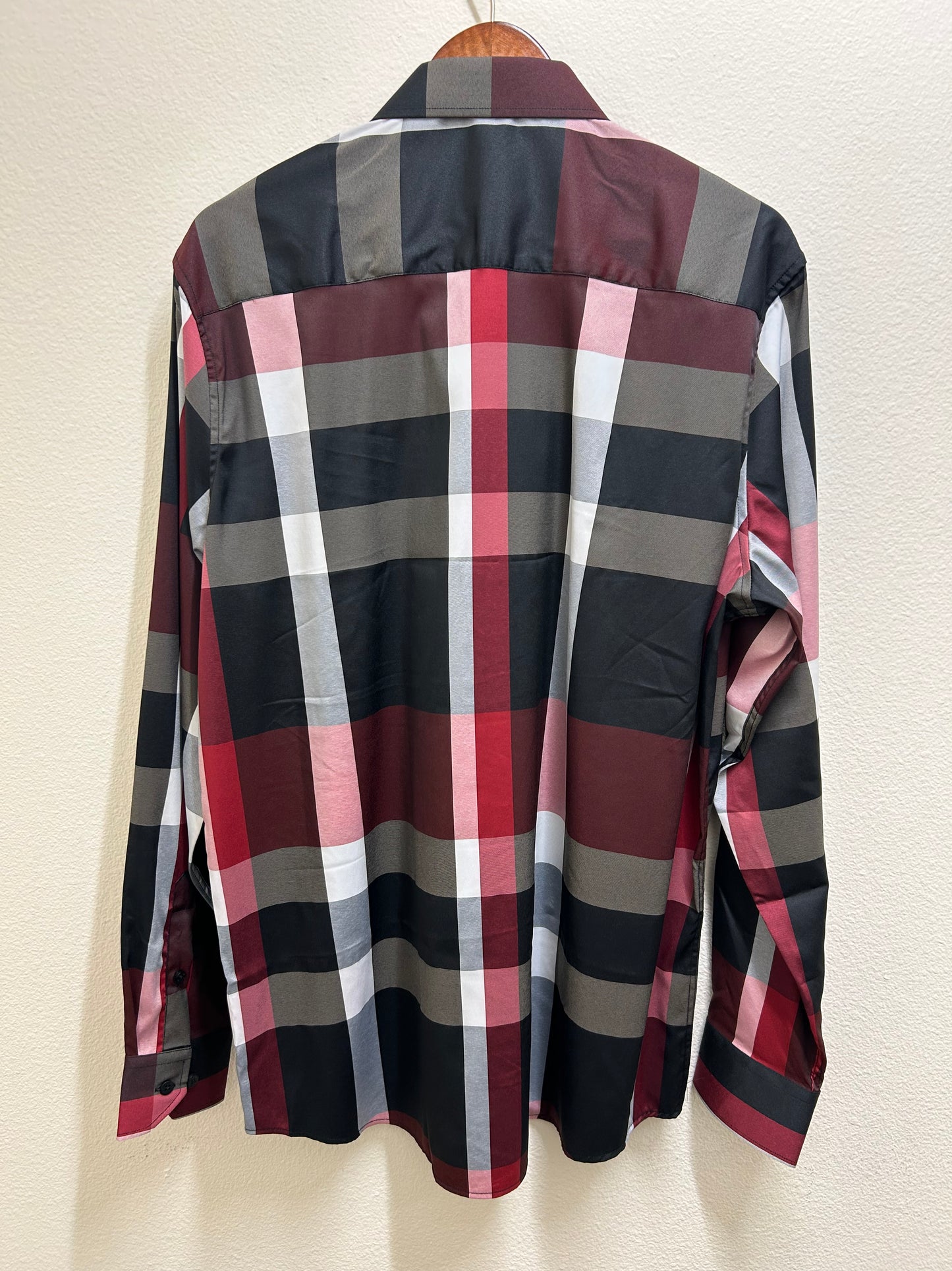 Red and Black Square Design Dress Shirt