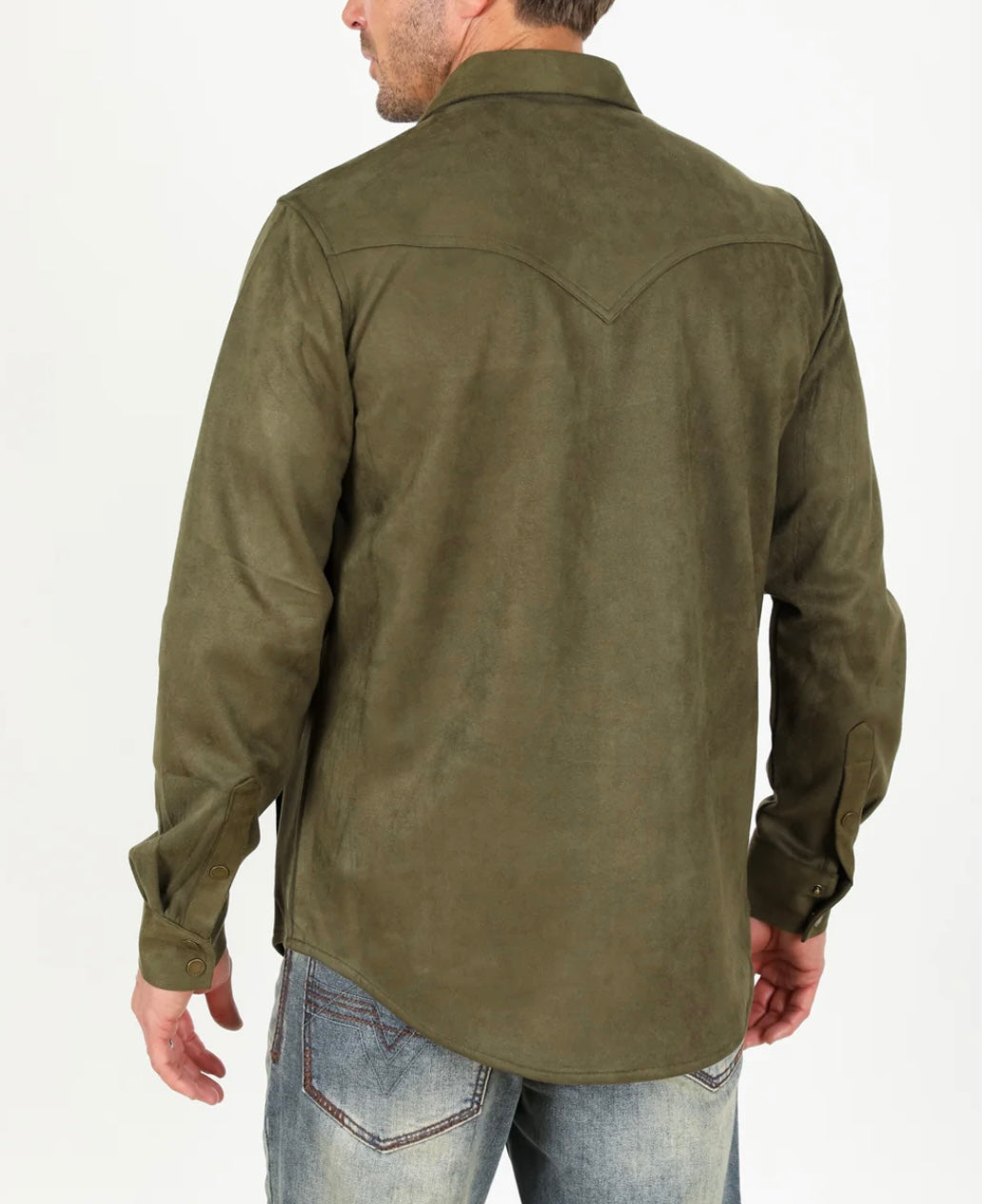 Faux Suede Olive Overshirt