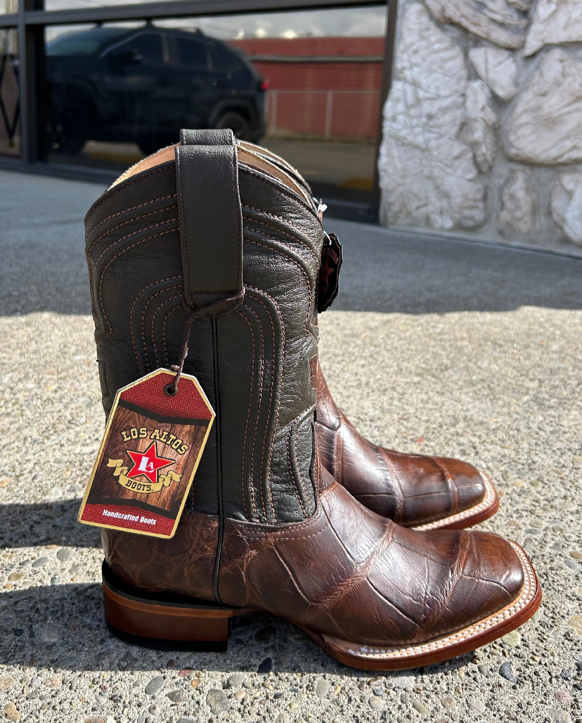 Square Toe Genuine Alligator Boot (Brown)