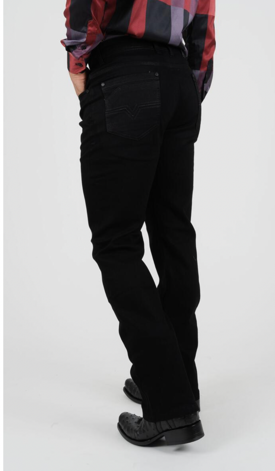 Black Boot Cut Woven Jeans