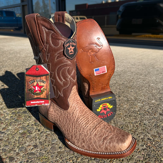 Los Altos Rodeo Genuine Ostrich Belly Mocha Boot