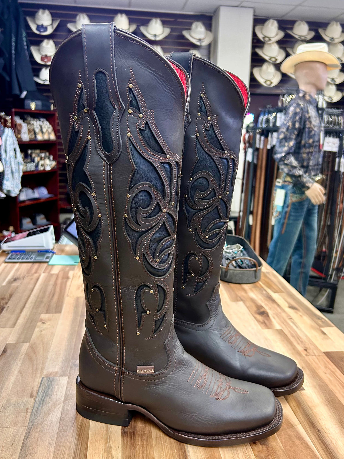 Ruby Tall Square Toe Boot (Cafe)