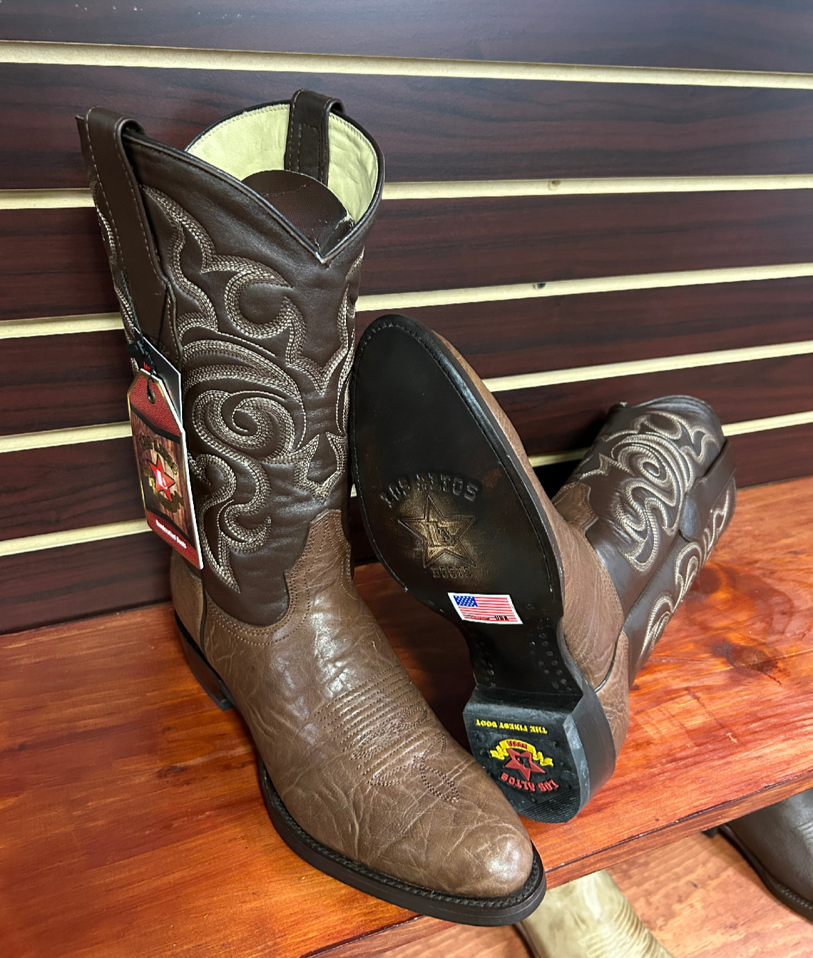 Walnut Color Boot Round Toe Men’s Boot (Walnut, Honey & Brown) – Mendoza’s Western Wear