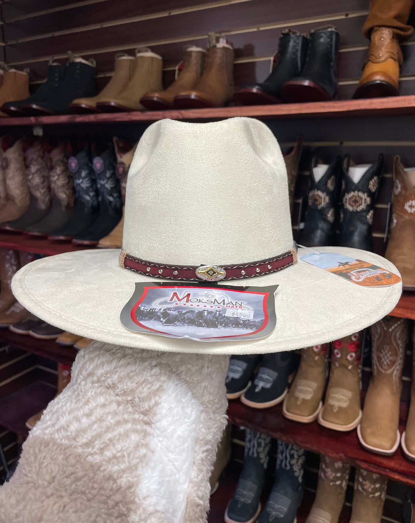 Suede Explorer Women’s Hat (Ivory & Burgundy)