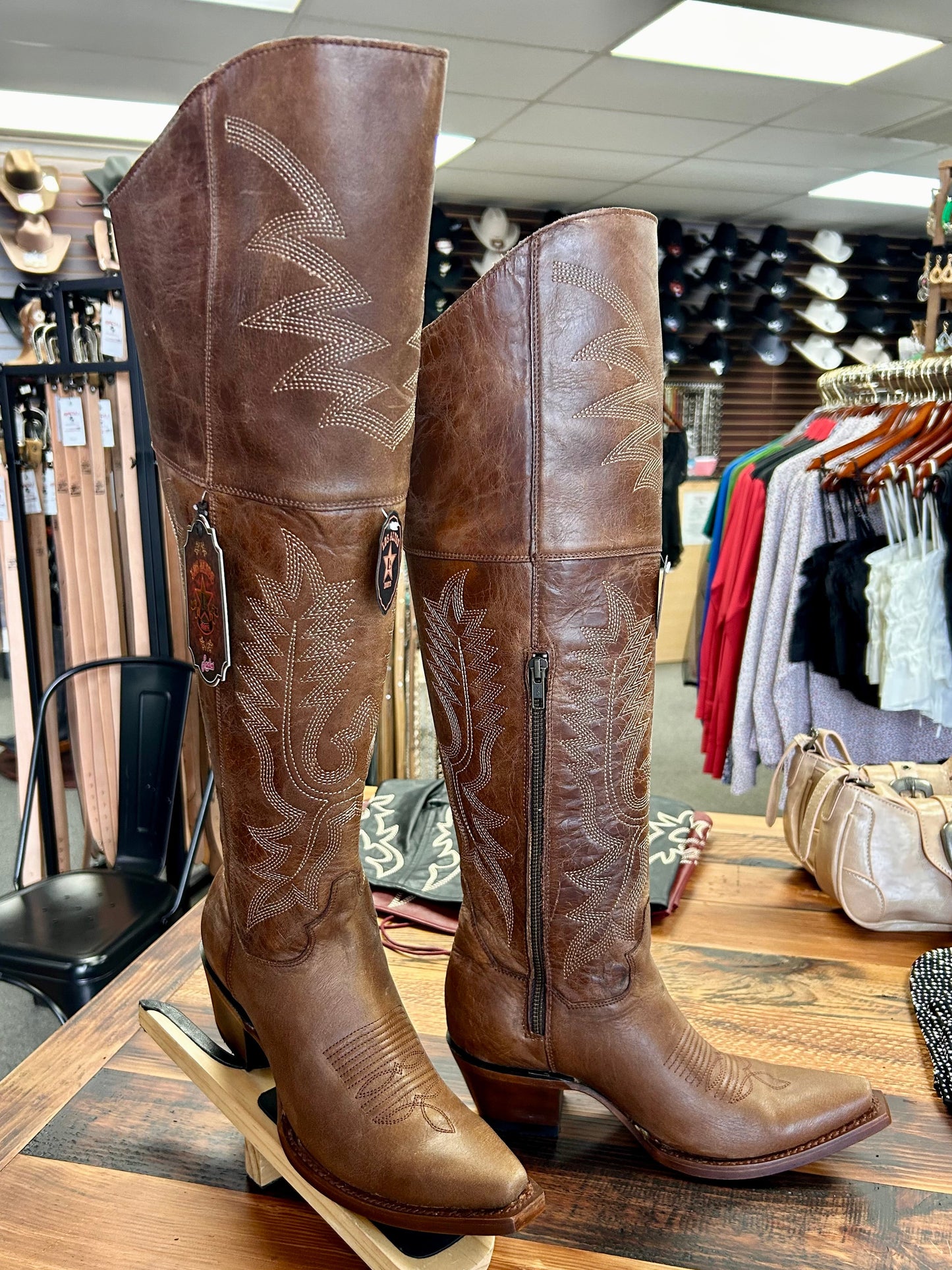 Snip Toe Over the Knee Boot (Light Brown)