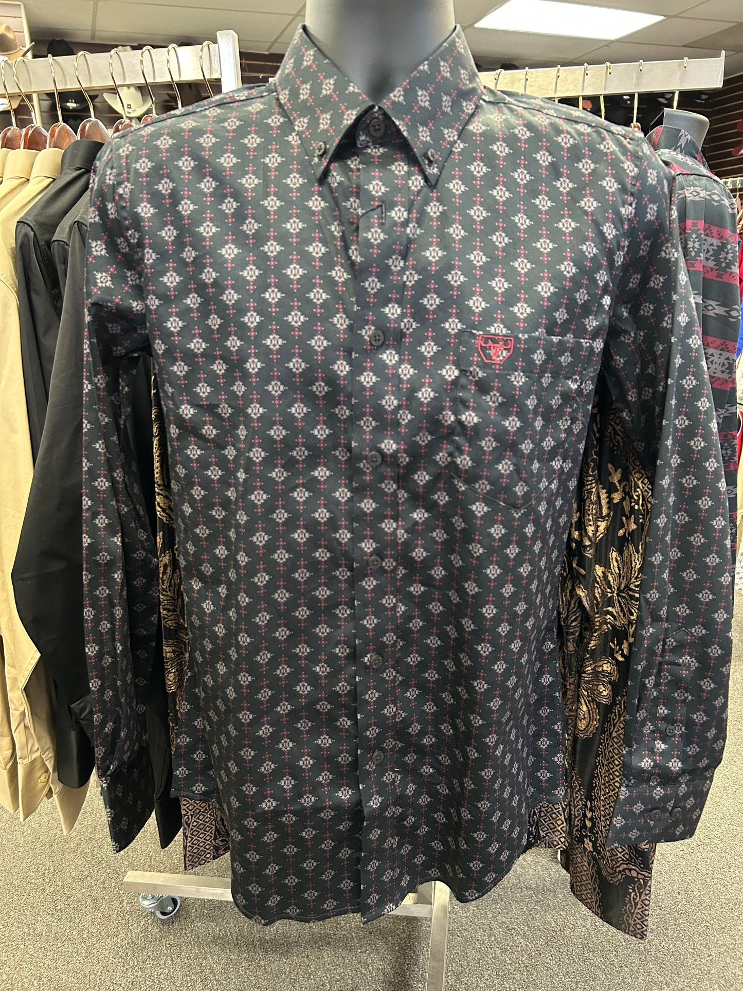 Black with Red Design Dress Shirt