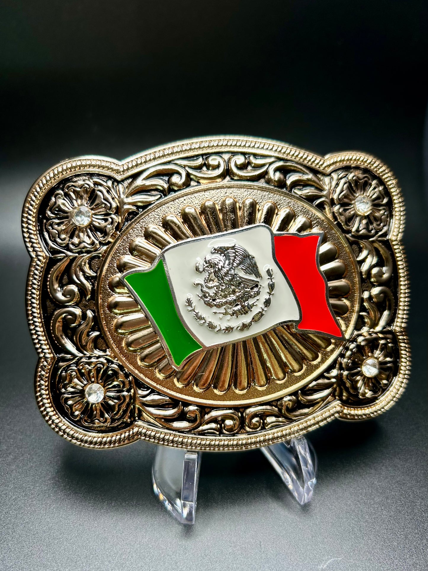 Mexico Flag Gold Buckle