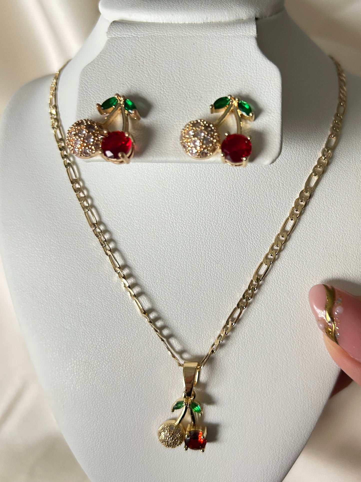 Cherry Necklace & Earrings Set