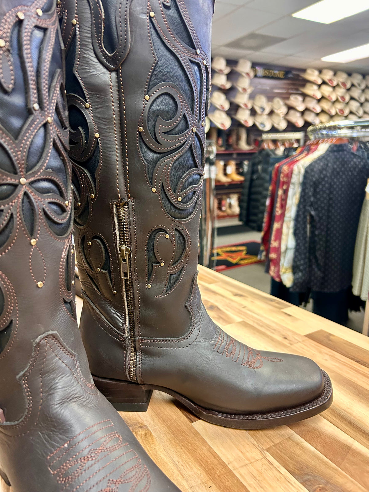 Ruby Tall Square Toe Boot (Cafe)