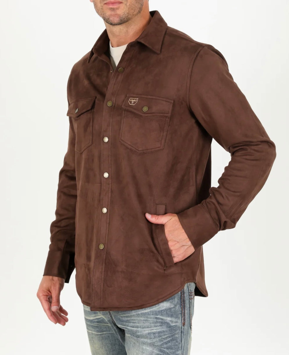 Faux Suede Brown Overshirt