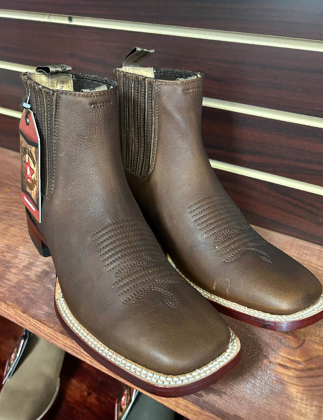 Square Toe Deer Skin Men’s Ankle Boot (Walnut)