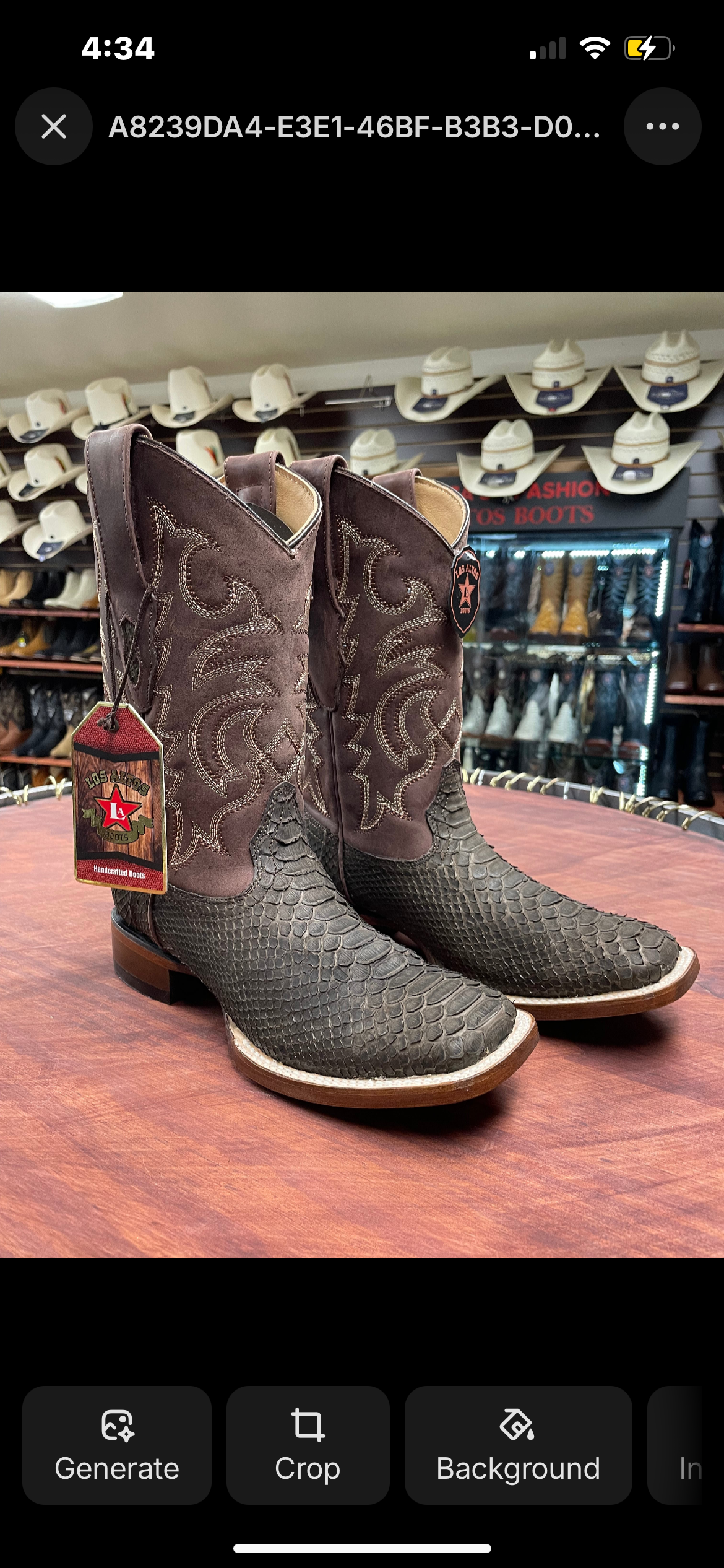 Square Toe Genuine Python Boot (Brown)