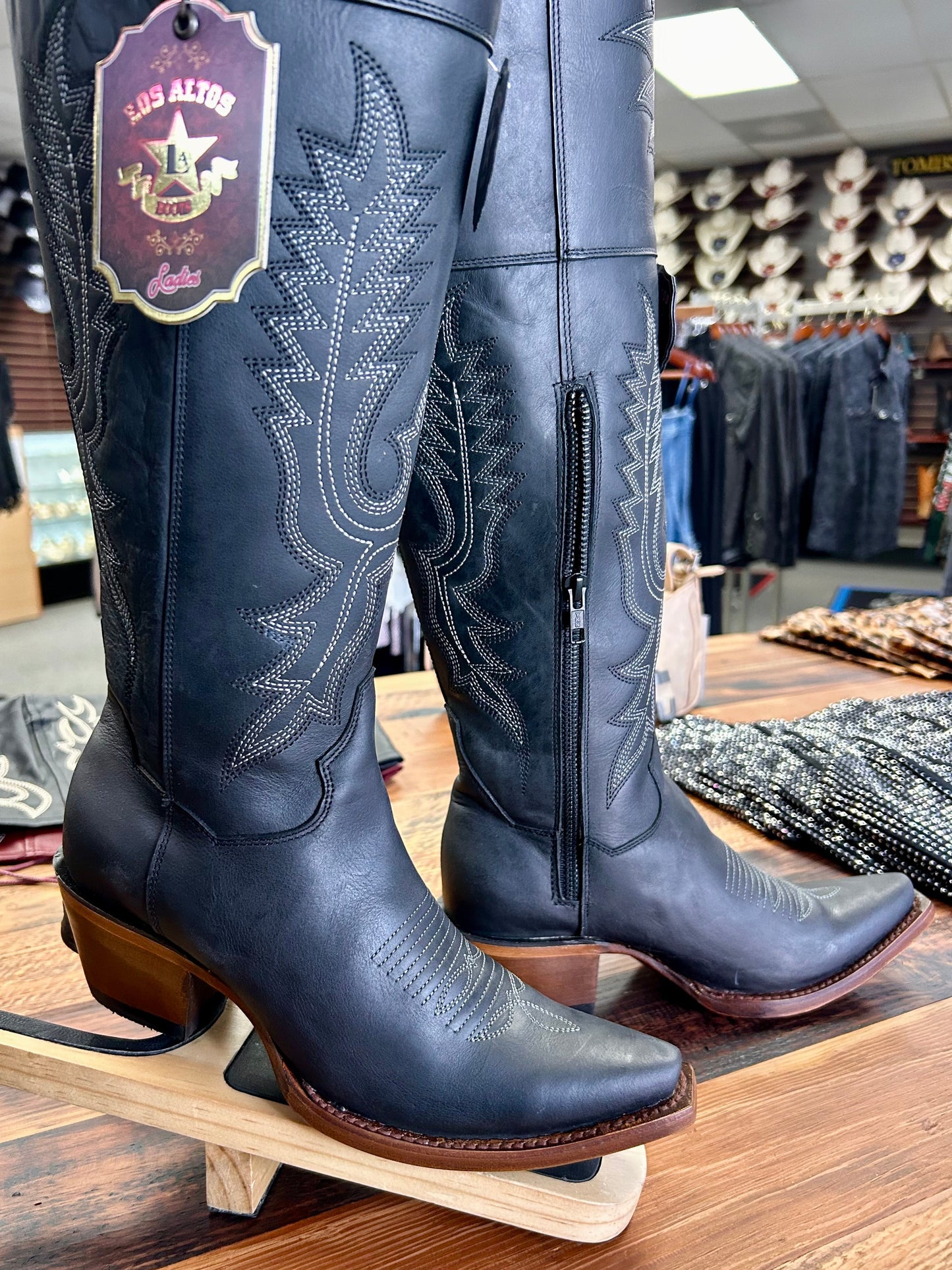 Snip Toe Over the Knee Boot (Black)