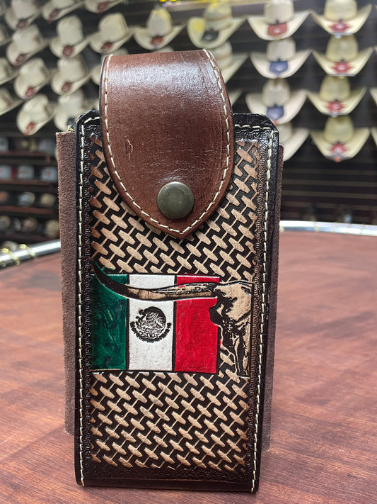 Mexican flag Engraved Phone Holster
