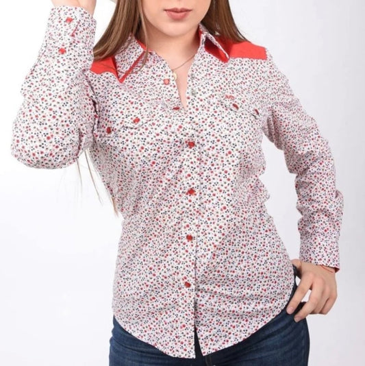 Women’s Western Red Floral Top