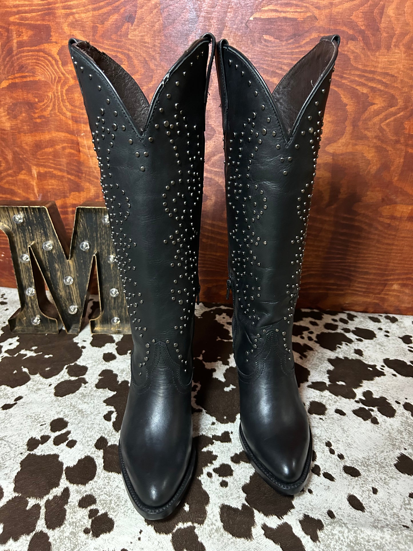 Taylor Black Knee High Snip Toe Boot
