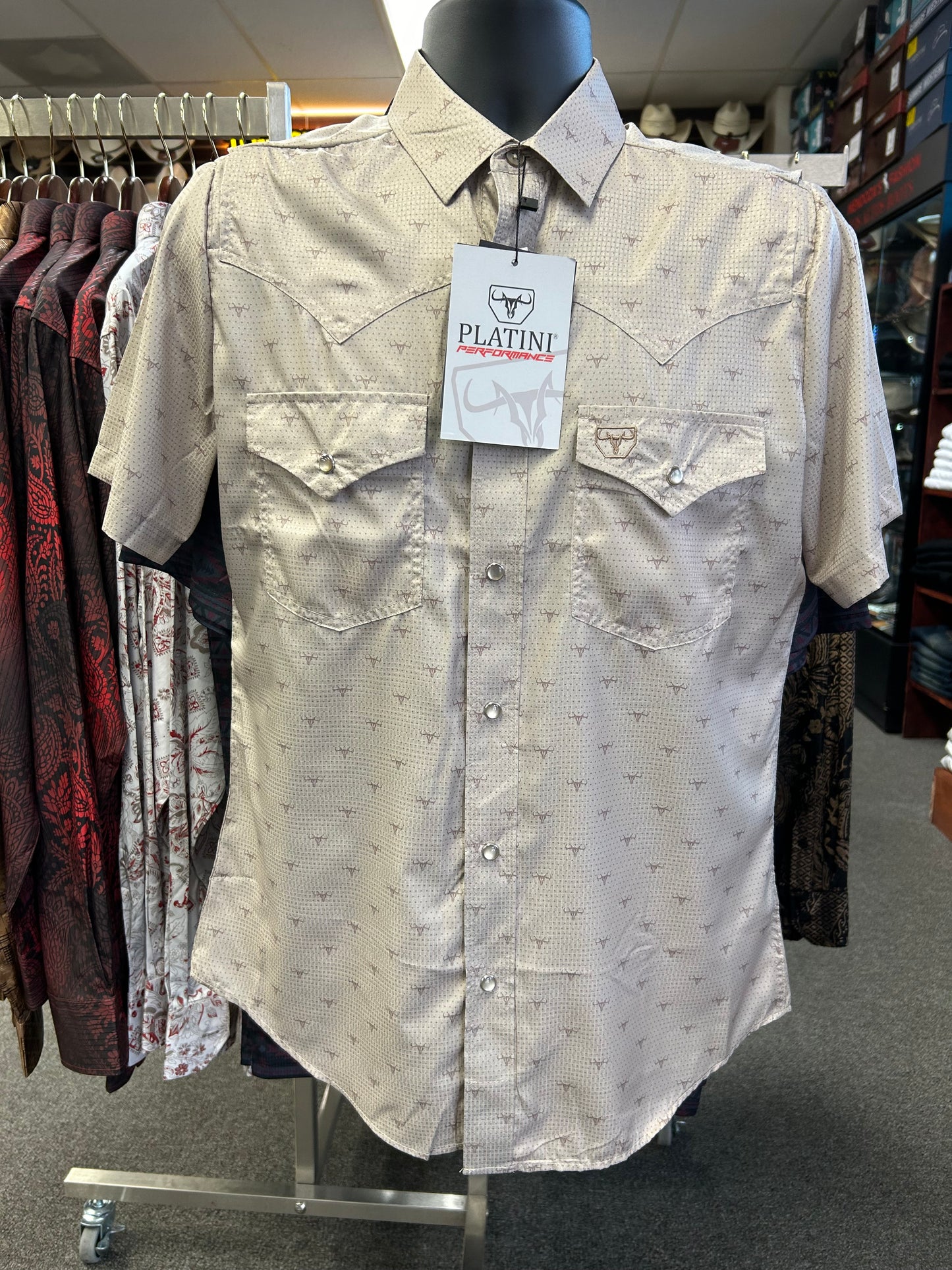 Beige Short Sleeve with Long Horns Shirt