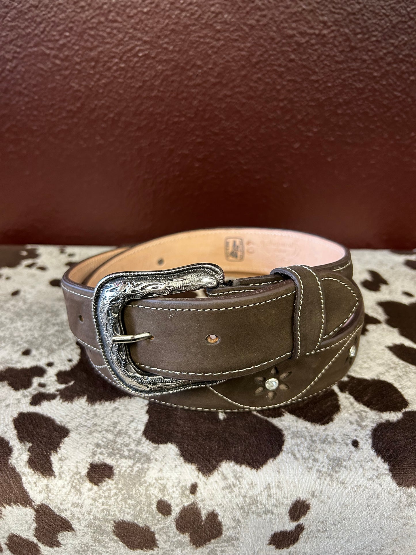 Women’s Brown Belt with Stone Accents