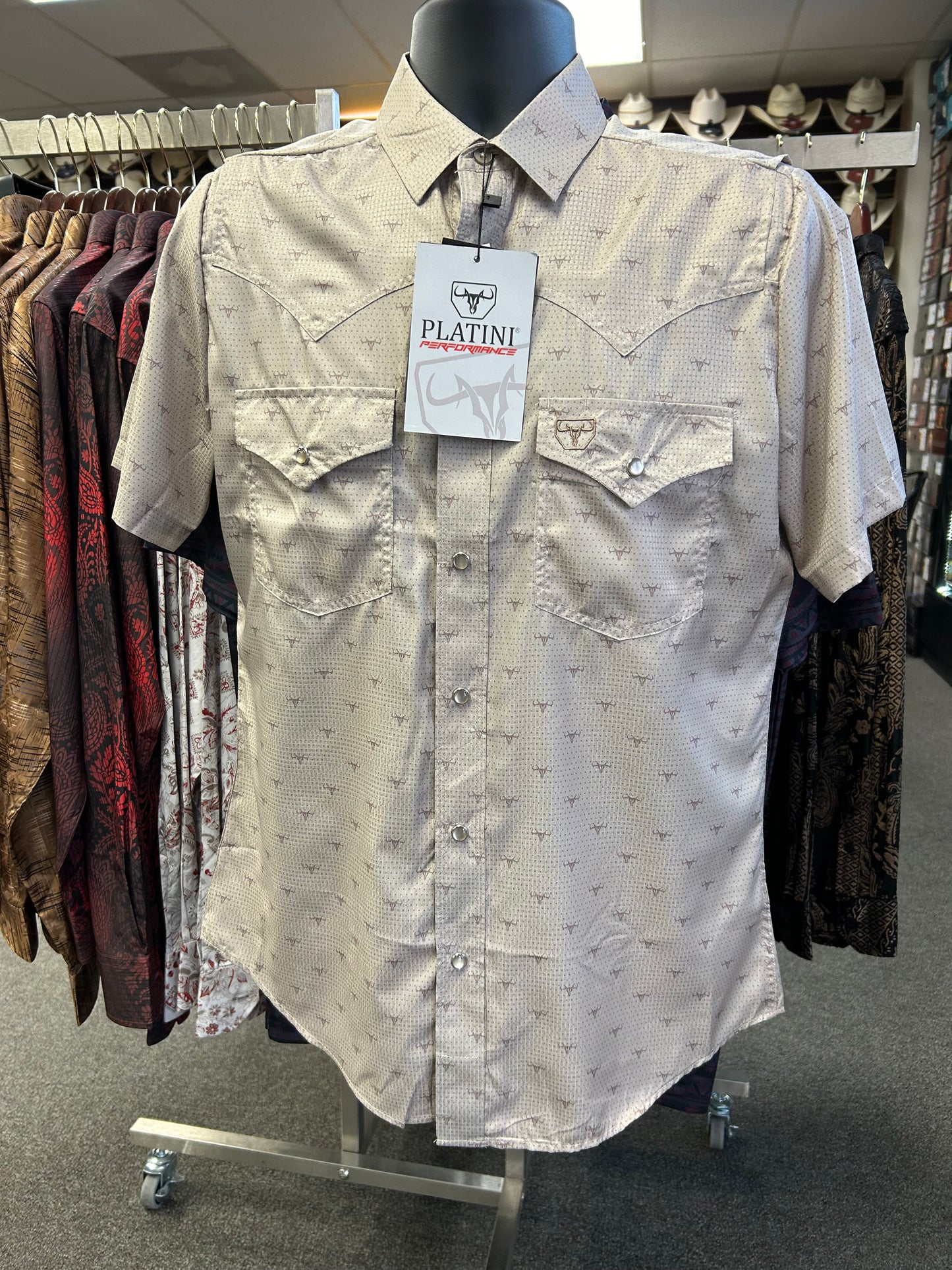 Beige Short Sleeve with Long Horns Shirt