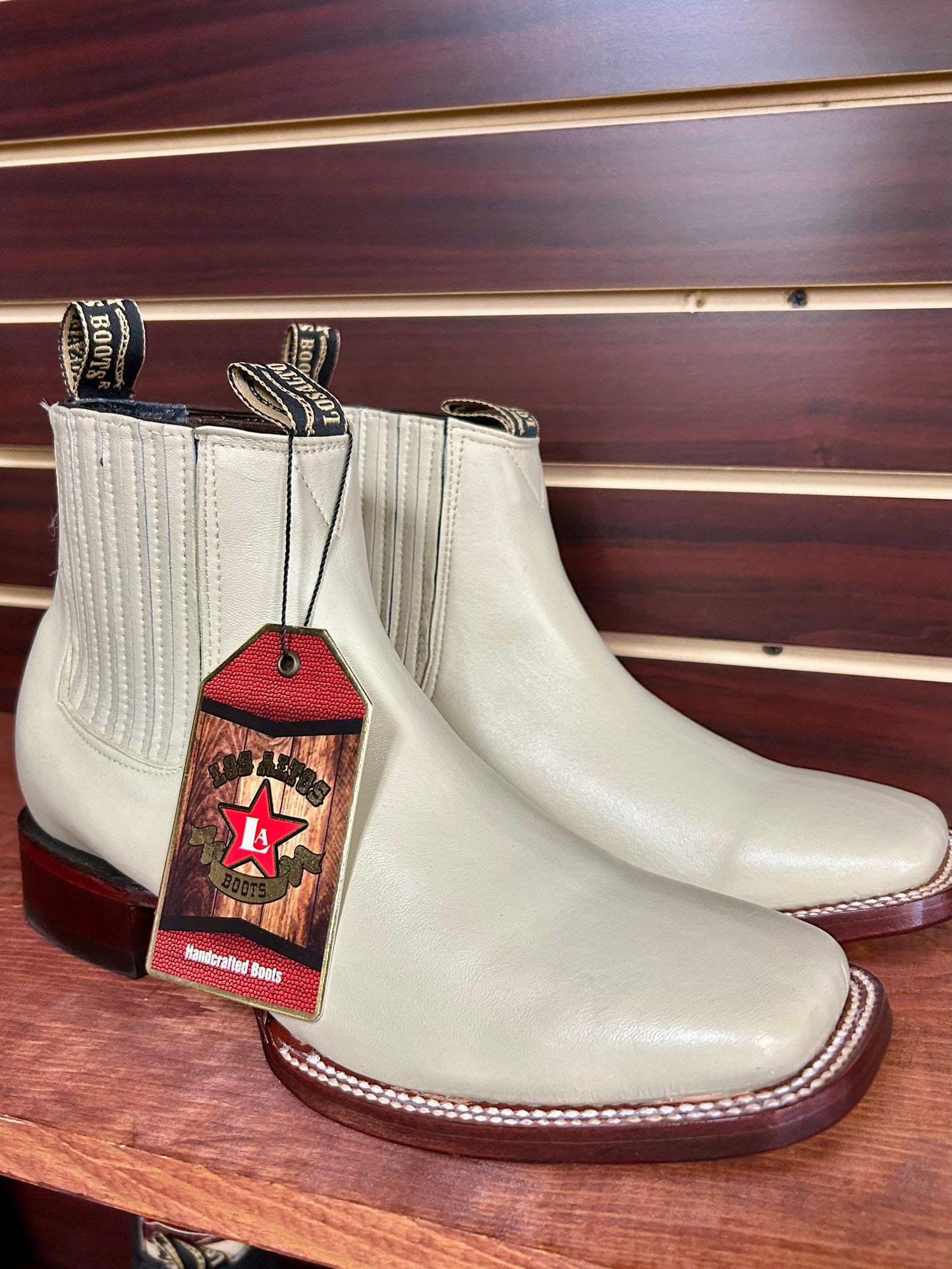 Square Toe Men’s Ankle Boot (Winter White)