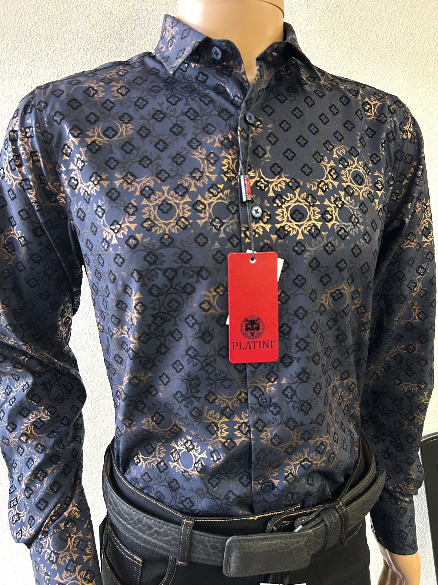 Dark Blue and Gold Long Sleeve Shirt