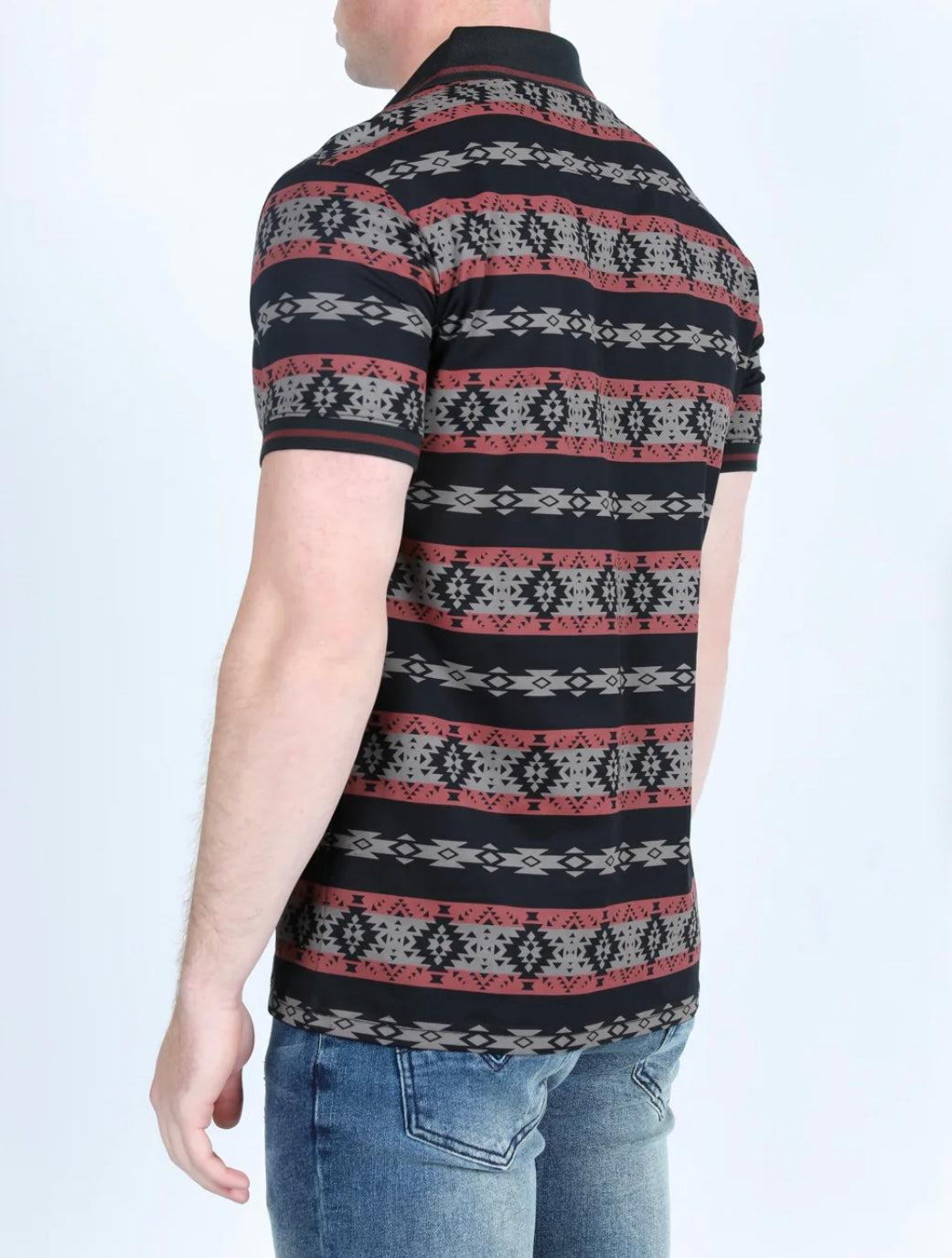 Red with Black Aztec Print Polo