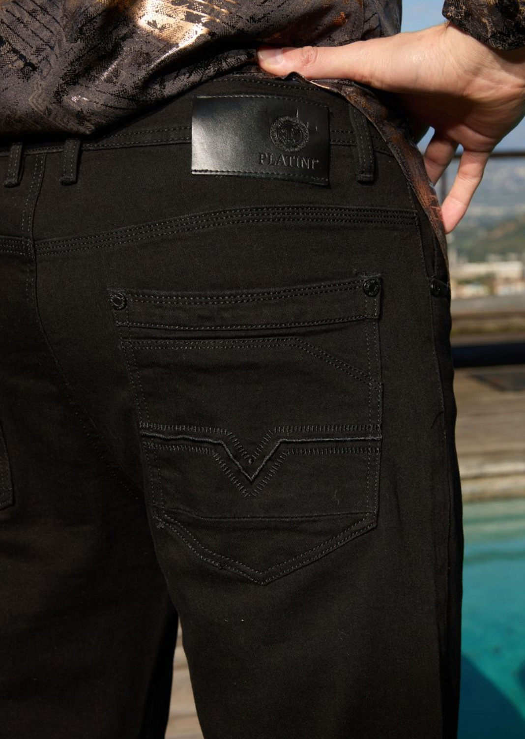 Black Boot Cut Woven Jeans