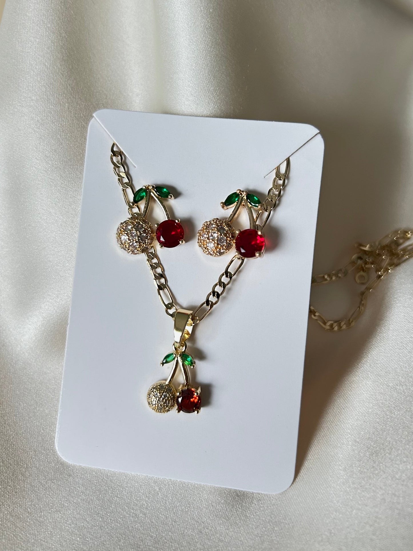 Cherry Necklace & Earrings Set