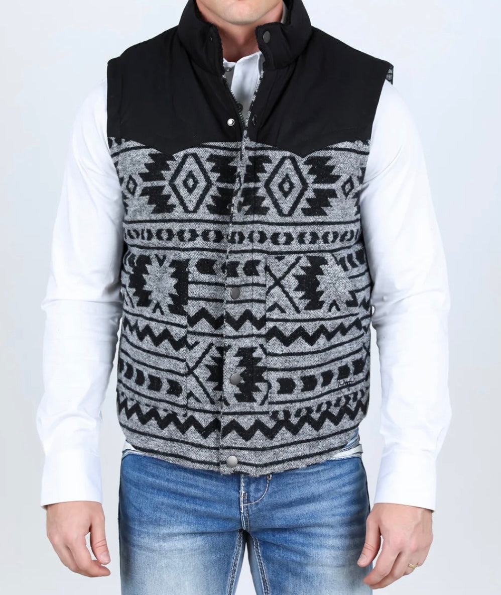 Black/White Aztec Quilted Vest