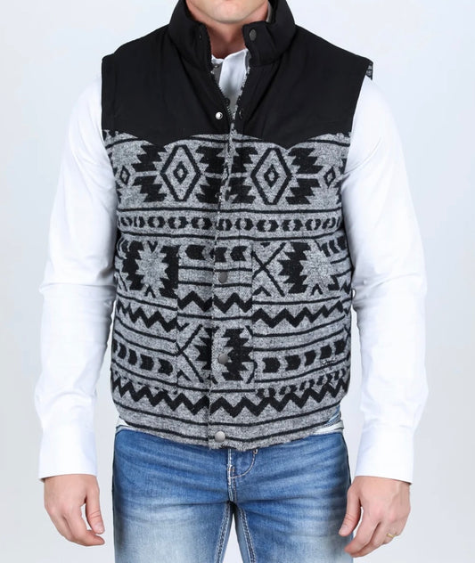Black/White Aztec Quilted Vest