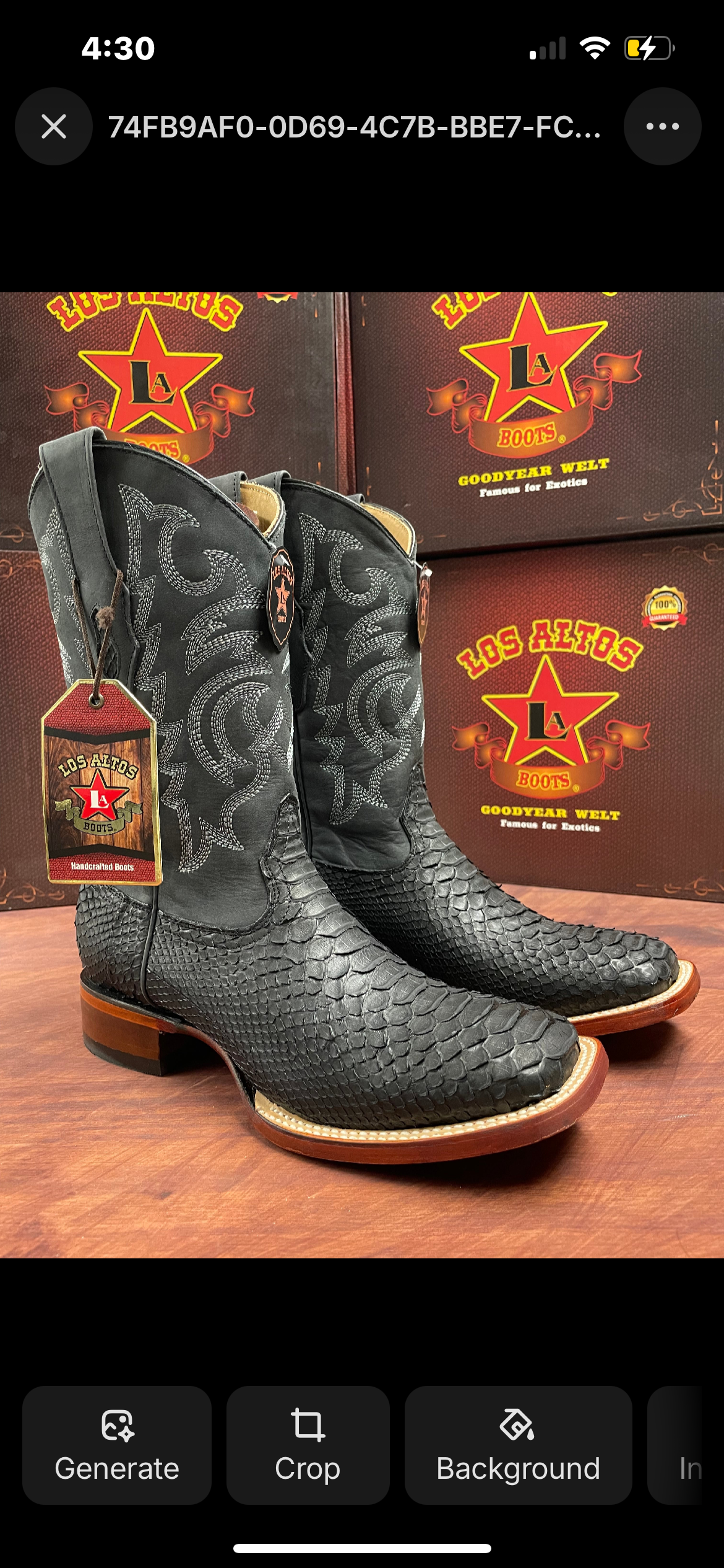 Square Toe Genuine Python Boot (Black)