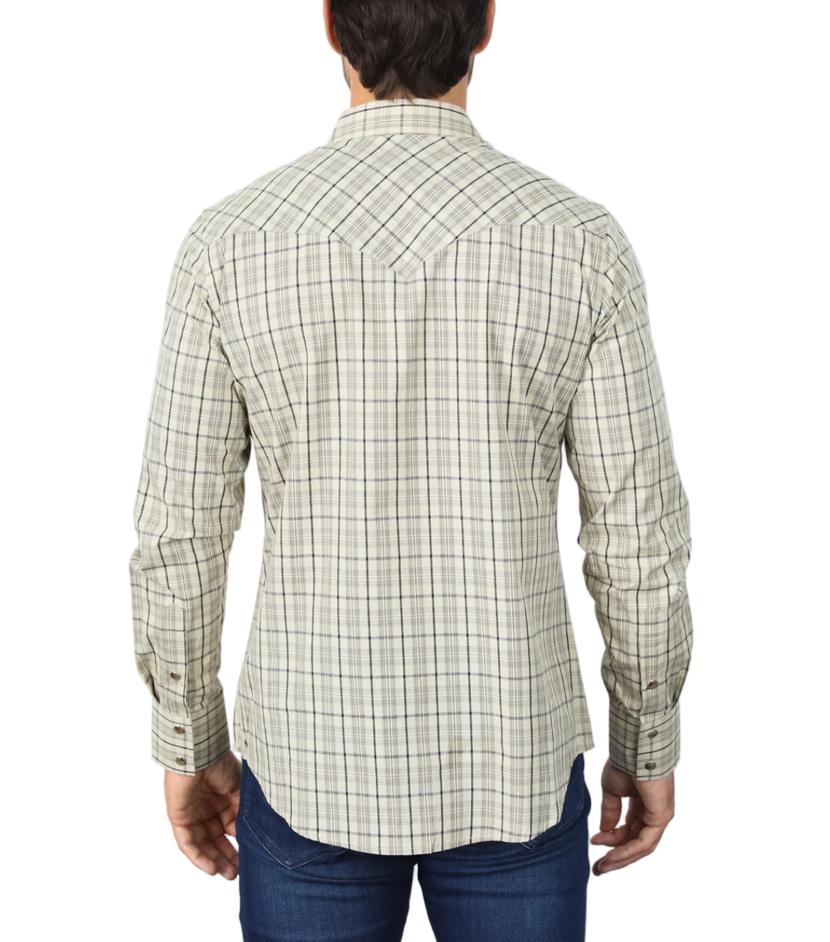 Beige Western Checkered Long Sleeve Shirt