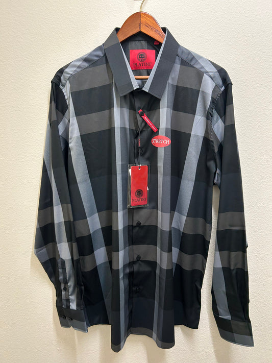 Black Square Design Dress Shirt