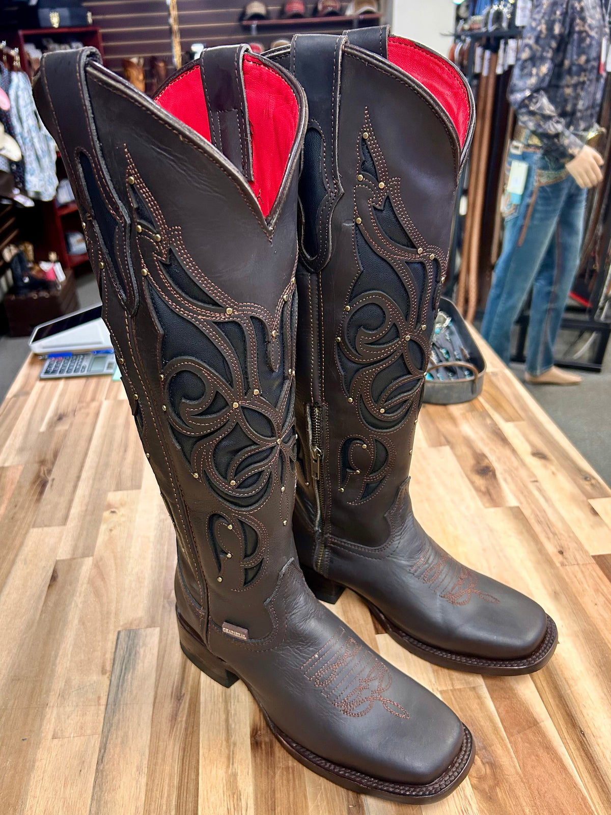 Ruby Tall Square Toe Boot (Cafe)