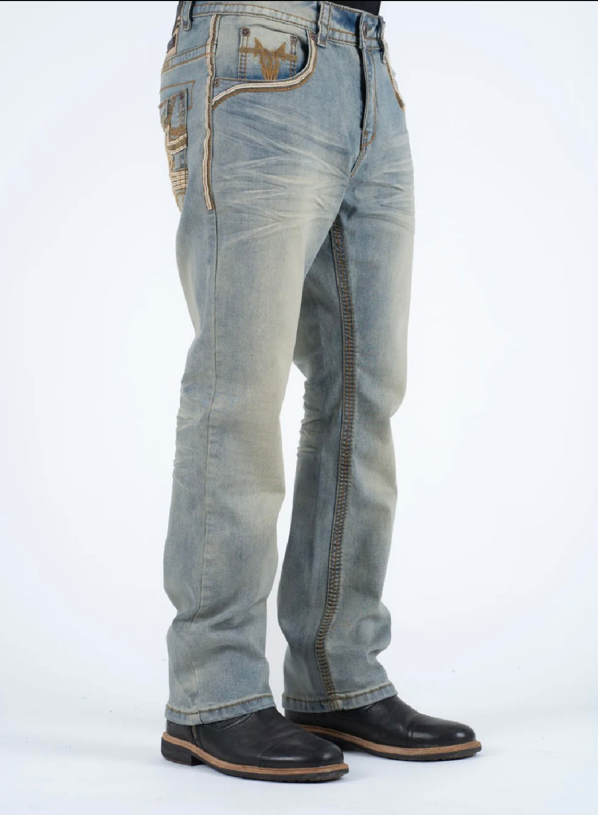 Faded Blue Slim Bootcut Jeans