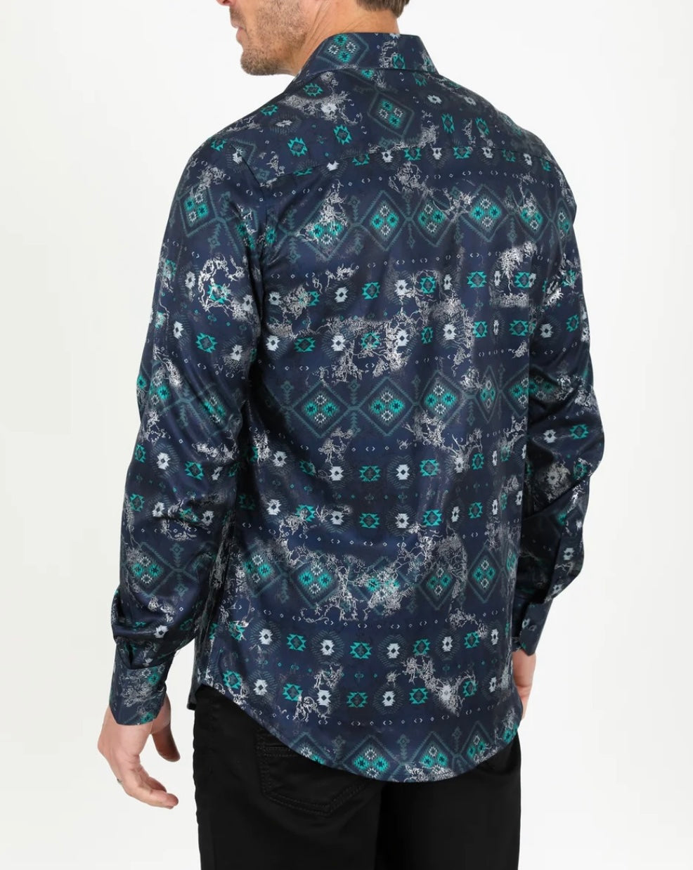 Satin Navy Dress Shirt