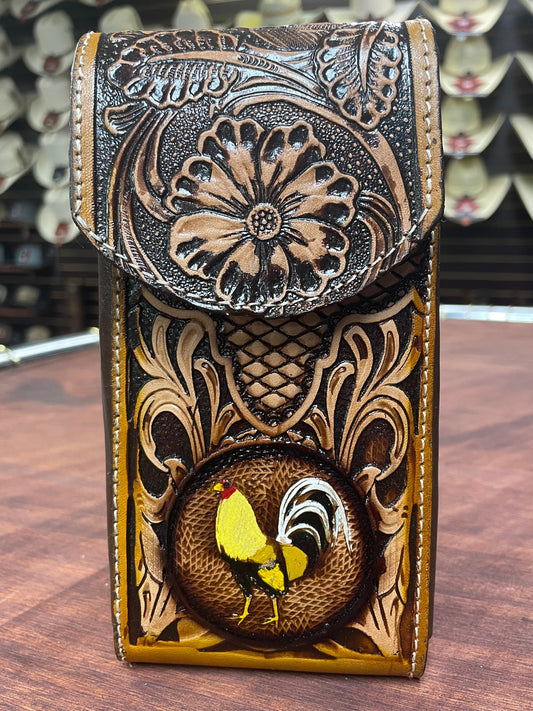 Rooster Engraved Phone Holster