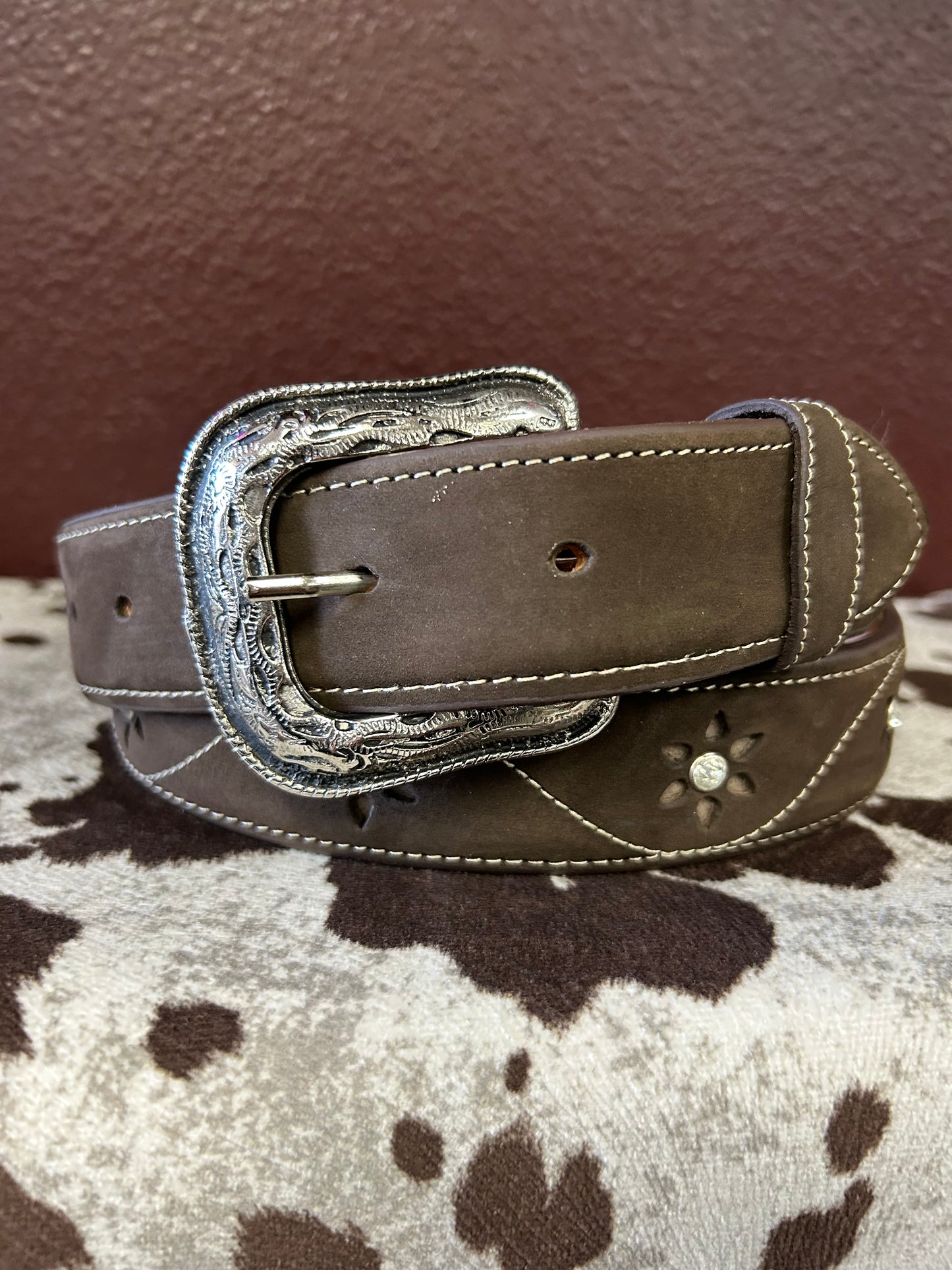 Women’s Brown Belt with Stone Accents