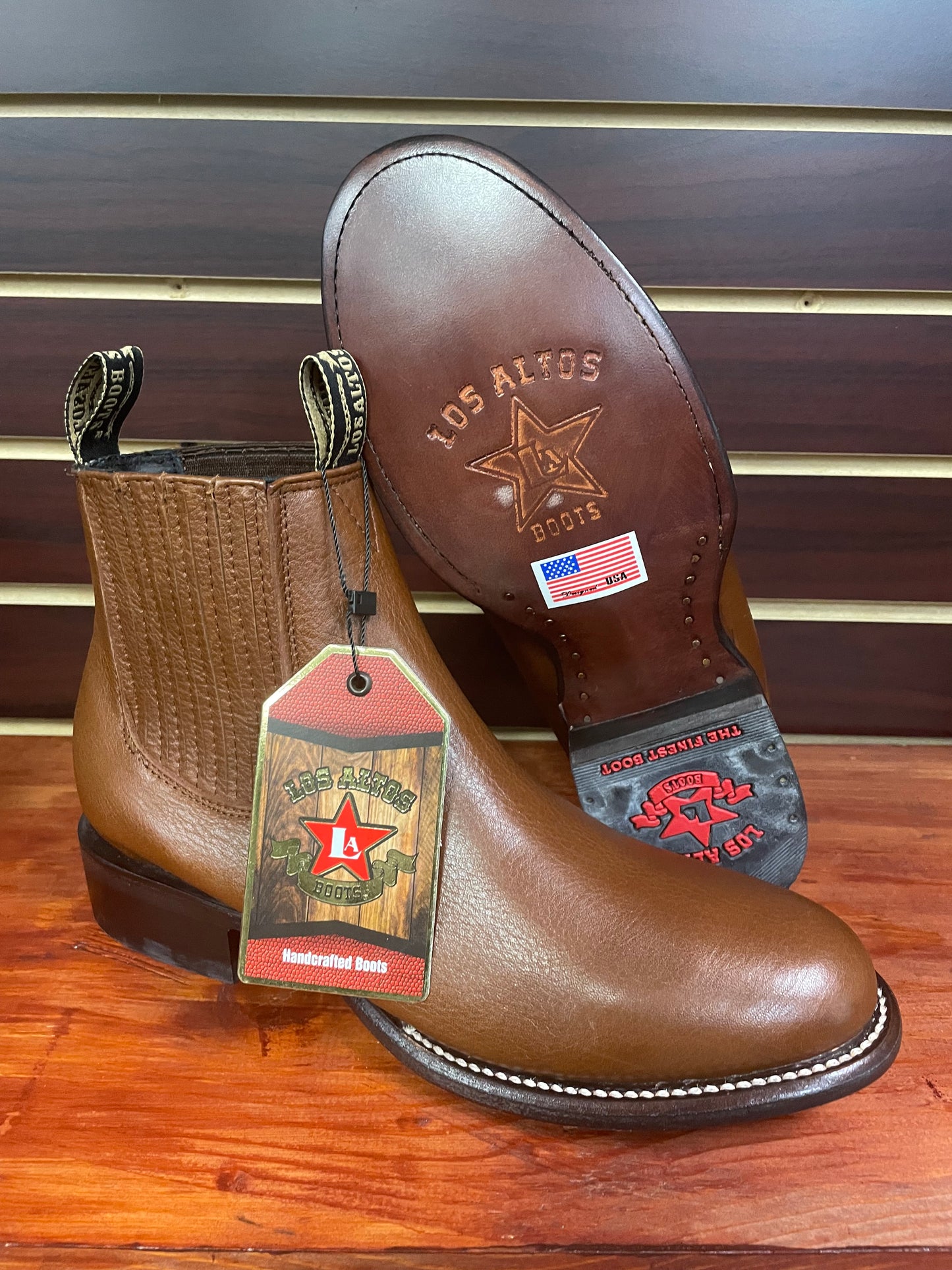 Belmont Charro Short Boot Oval Toe (Brown)