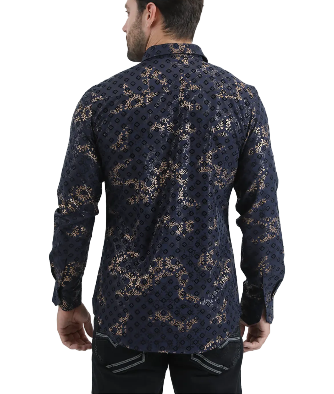 Dark Blue and Gold Long Sleeve Shirt