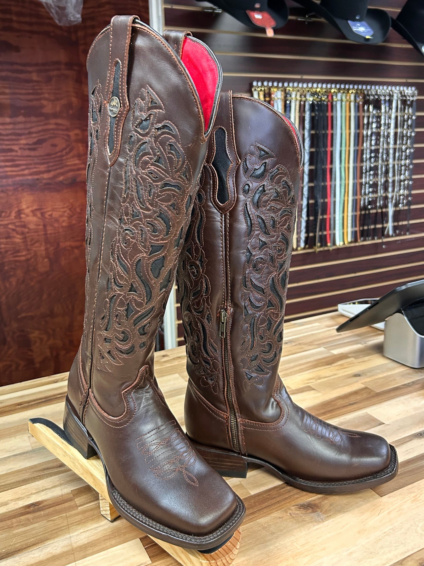 Coqueta Tall Square Toe Boot (Cafe)