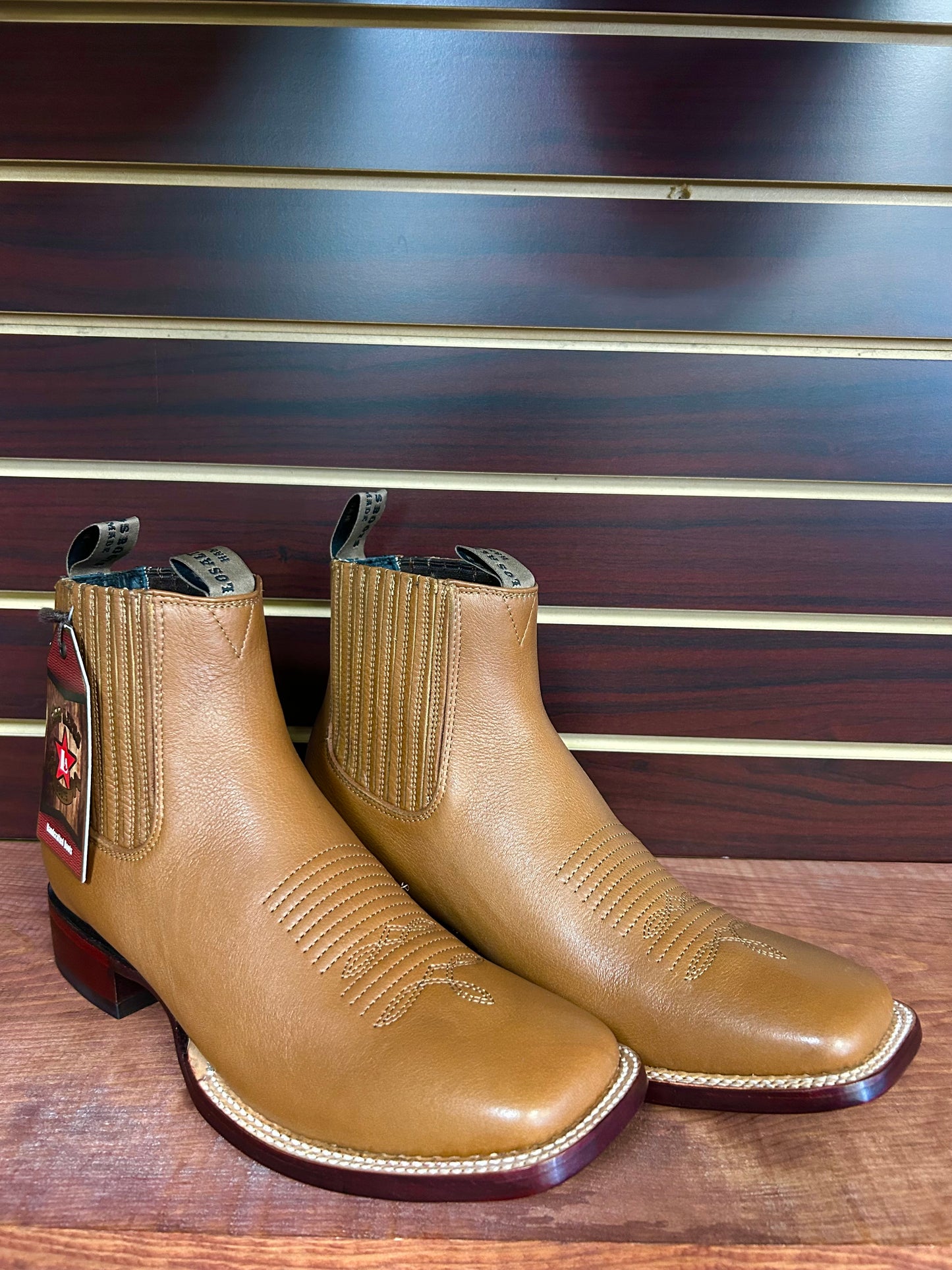 Square Toe Deer Skin Men’s Ankle Boot (Honey)