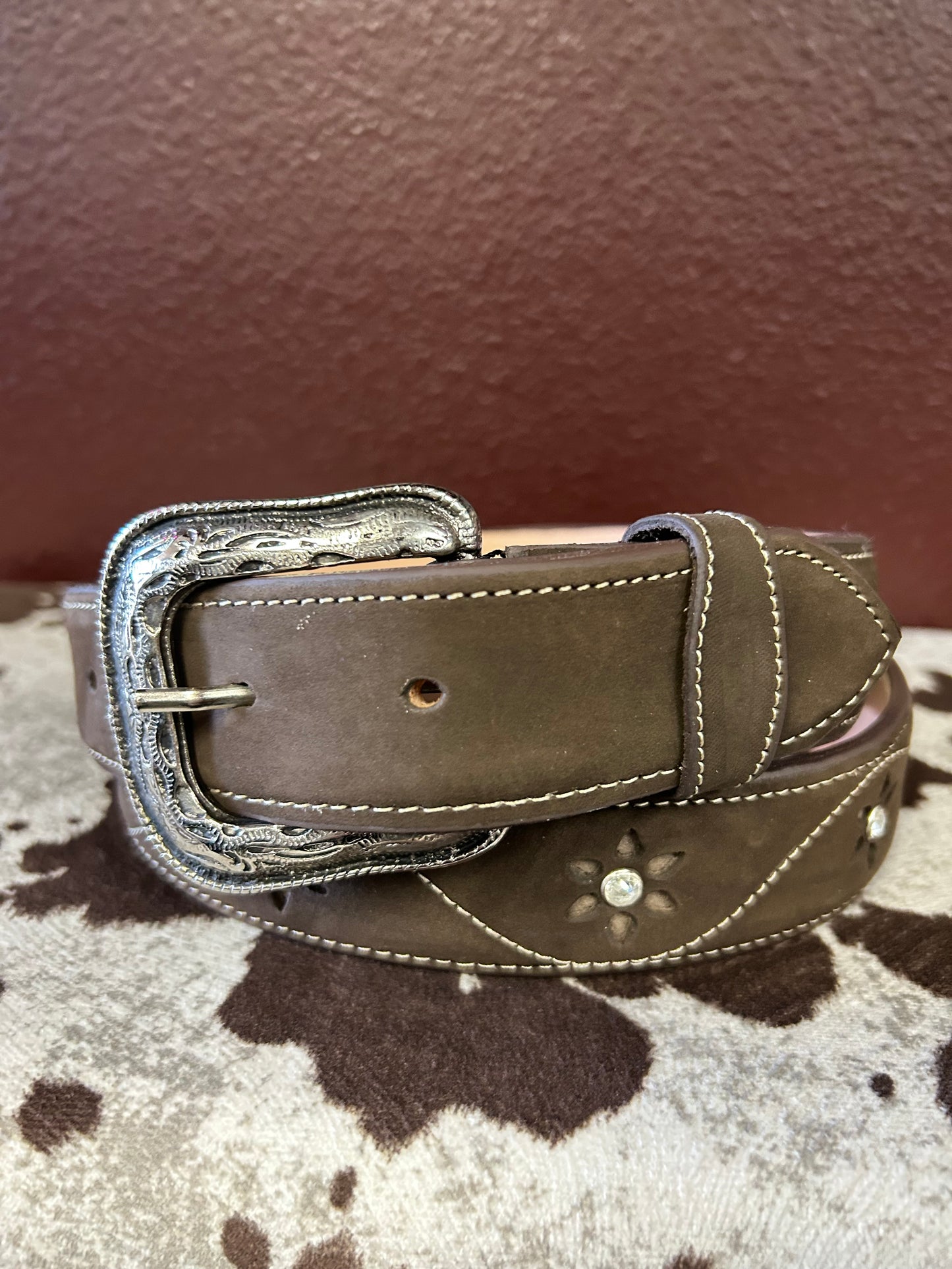 Women’s Brown Belt with Stone Accents