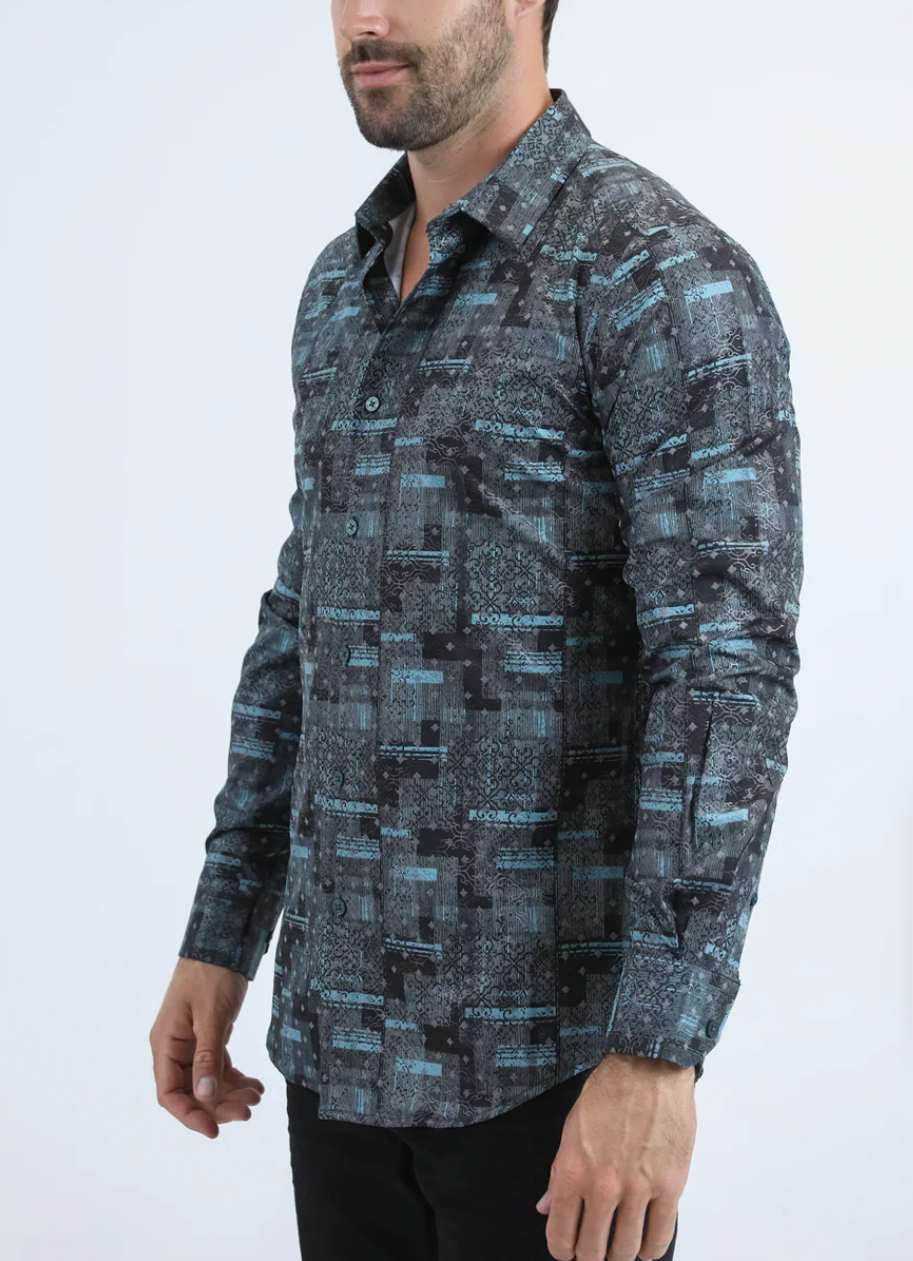 Blue Design Men’s Long Sleeve Shirt
