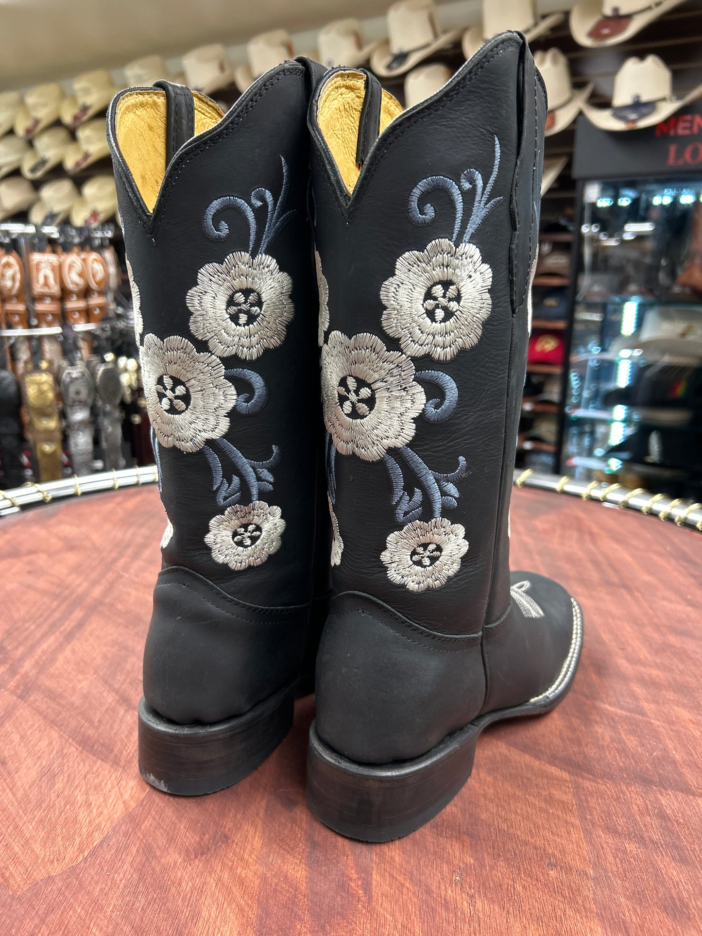 Quincy Floral Black Womens Boot