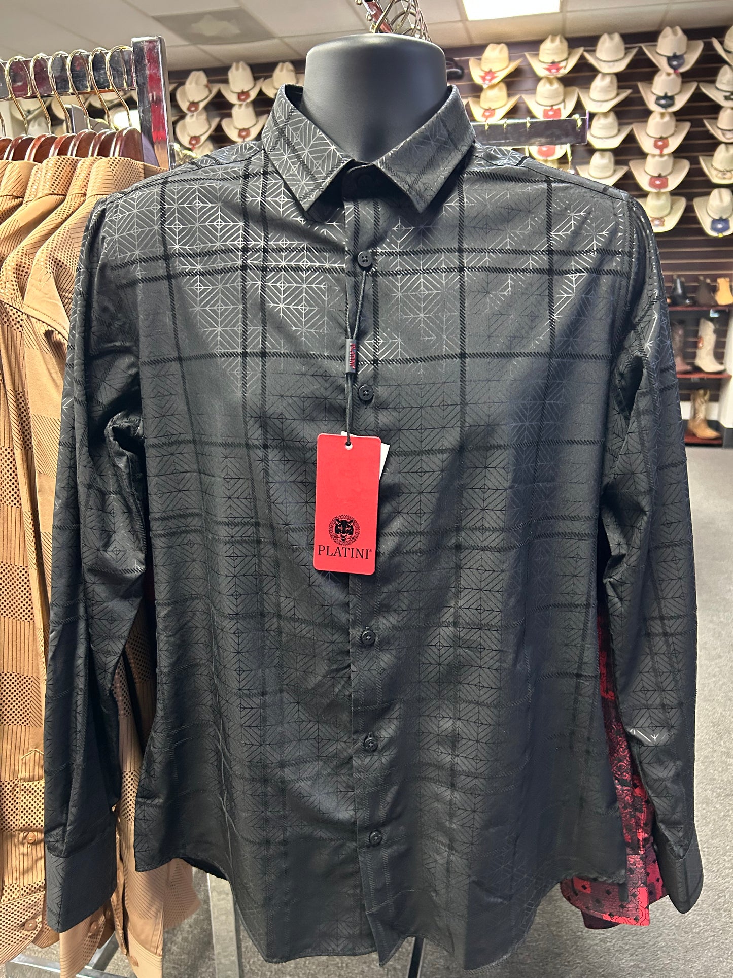 Black Square Design Long Sleeve Shirt