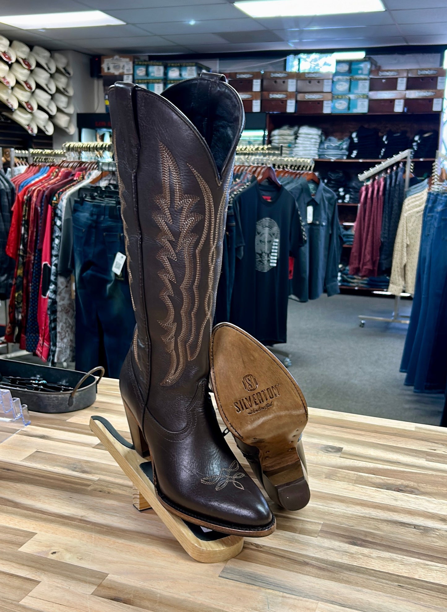 Destiny Brown Knee High Snip Toe Boot