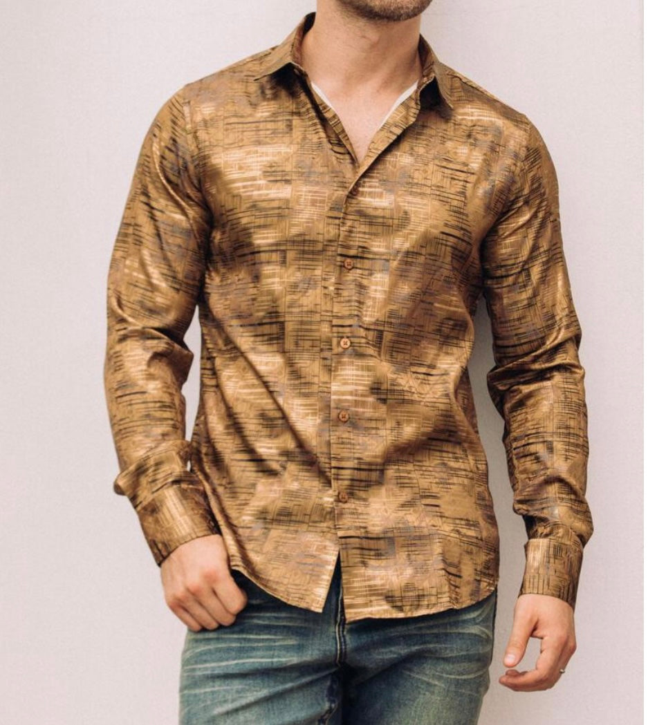 Satin Golden Dress Shirt