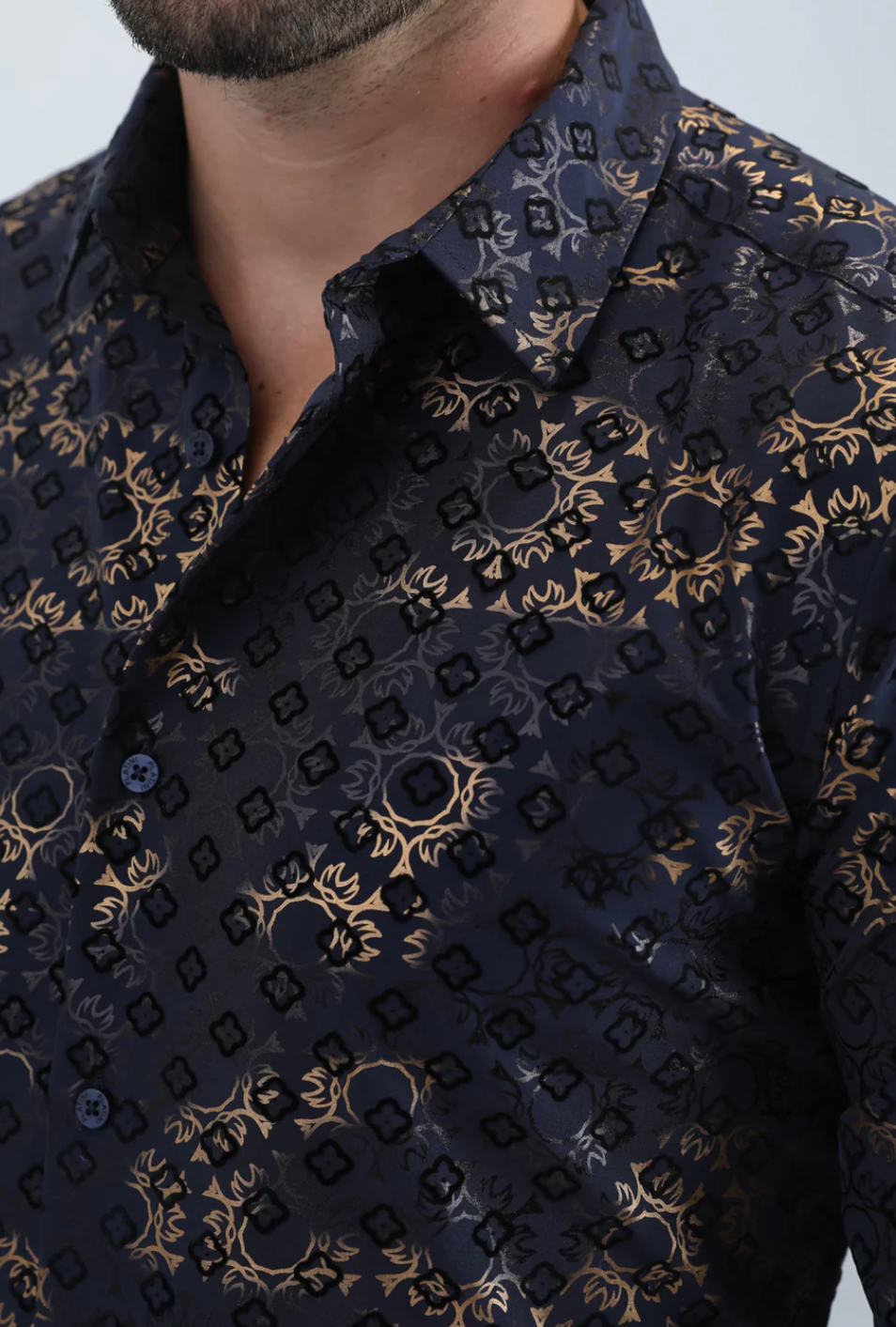 Dark Blue and Gold Long Sleeve Shirt