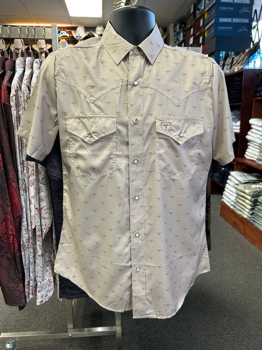 Beige Short Sleeve with Long Horns Shirt